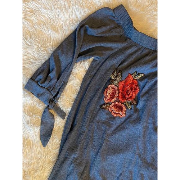 Moa Moa SZ M Woman’s Sexy Off The Shoulder Floral Embroidered Blouse/Top - Picture 8 of 11